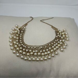 Source Unknown Gold and Cream Pearl Necklace
